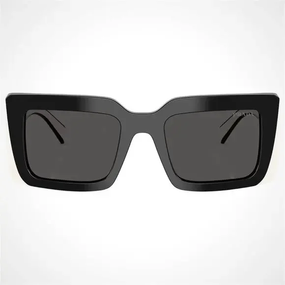 NEW PRADA Sunglasses Black White Talc Gold Symbole Logo Womens Rectangle - Picture 2 of 6